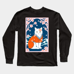 Stylized Japanese Cat Long Sleeve T-Shirt